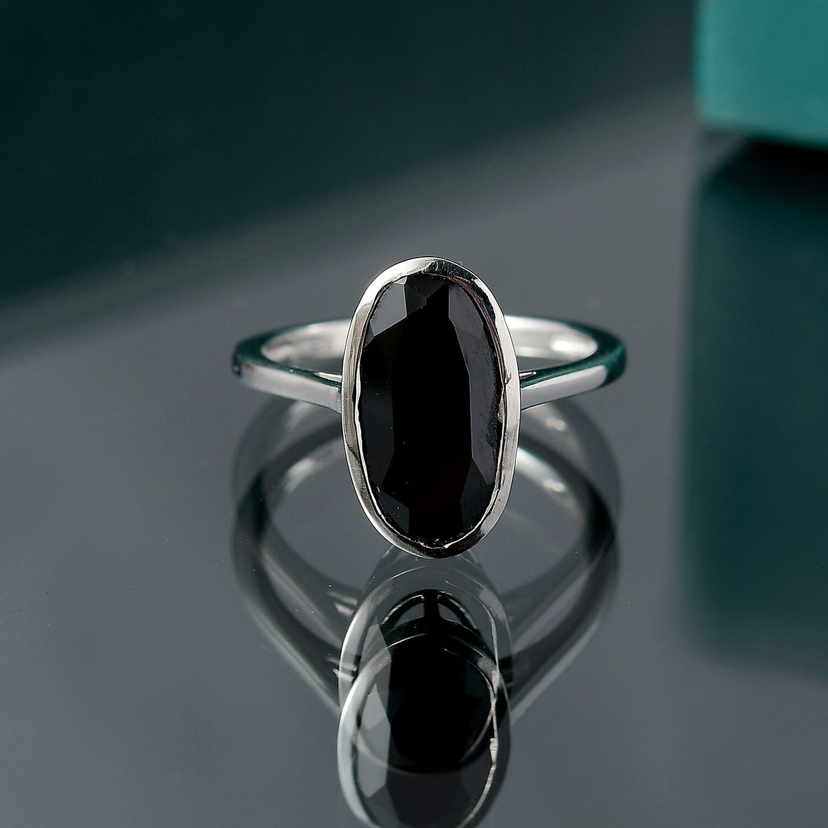 4.29 Ct. Black Spinel Solitaire Ring in Platinum Overlay Sterling Silver 8109912 3