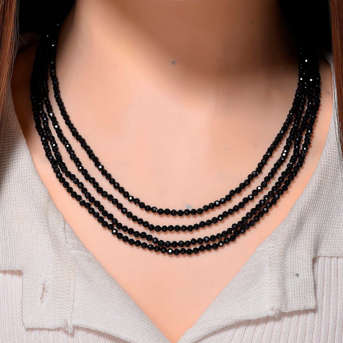 Natural Thai Black Spinel Stone (3-5MM) Necklace (Size 100) 240.00 Ct. 8243832 2