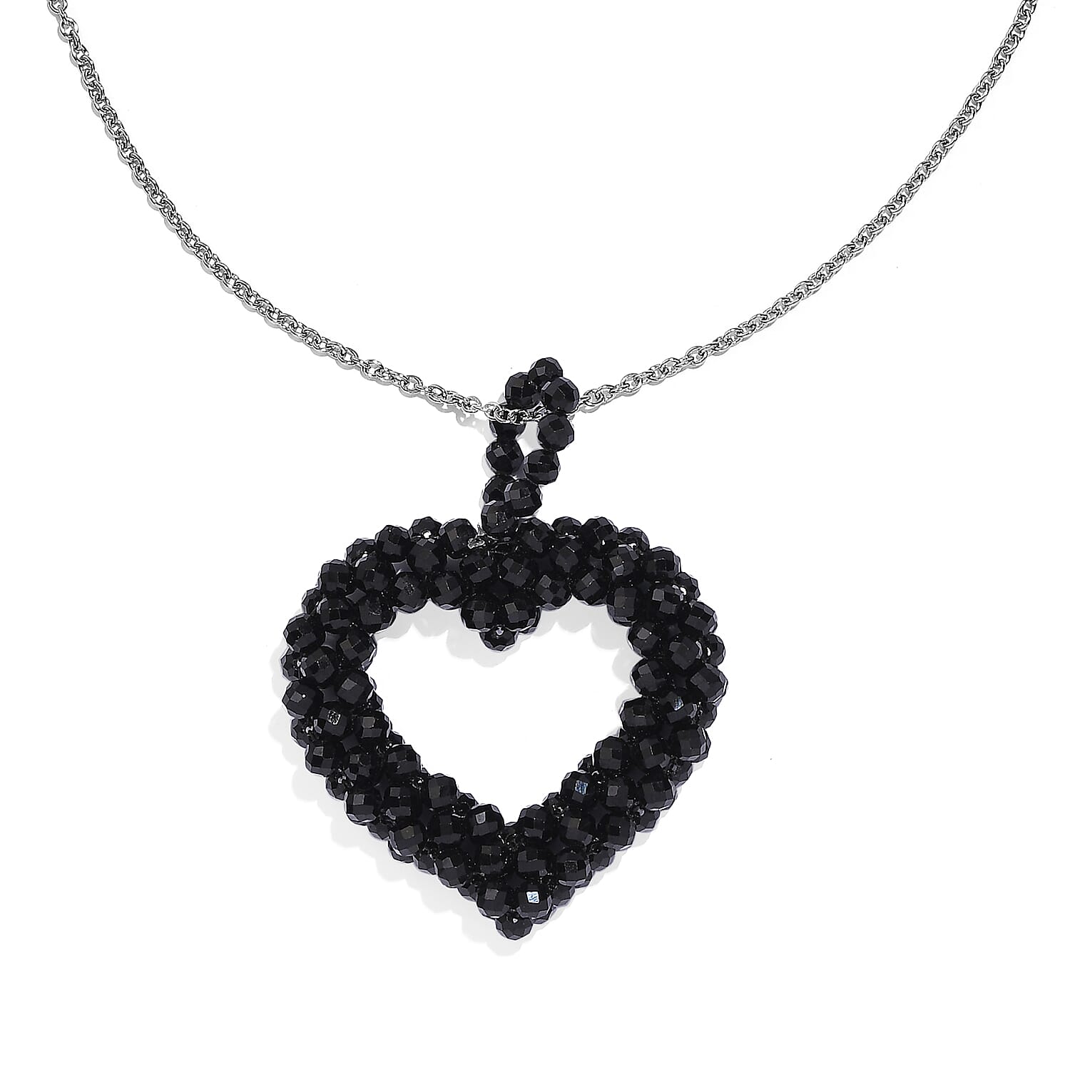 Black Spinel Heart Necklace With Chain (Size 20) 45.0 Ct 7955962 0