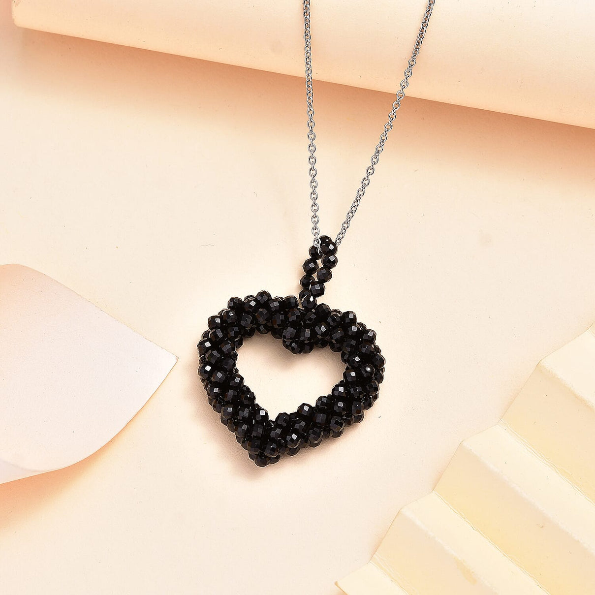 Black Spinel Heart Necklace With Chain (Size 20) 45.0 Ct 7955962 2