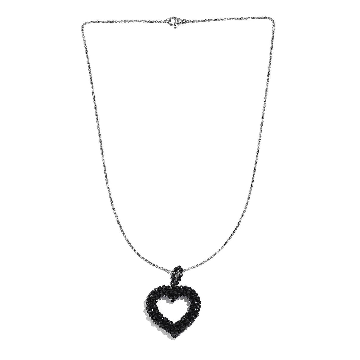Black Spinel Heart Necklace With Chain (Size 20) 45.0 Ct 7955962 4