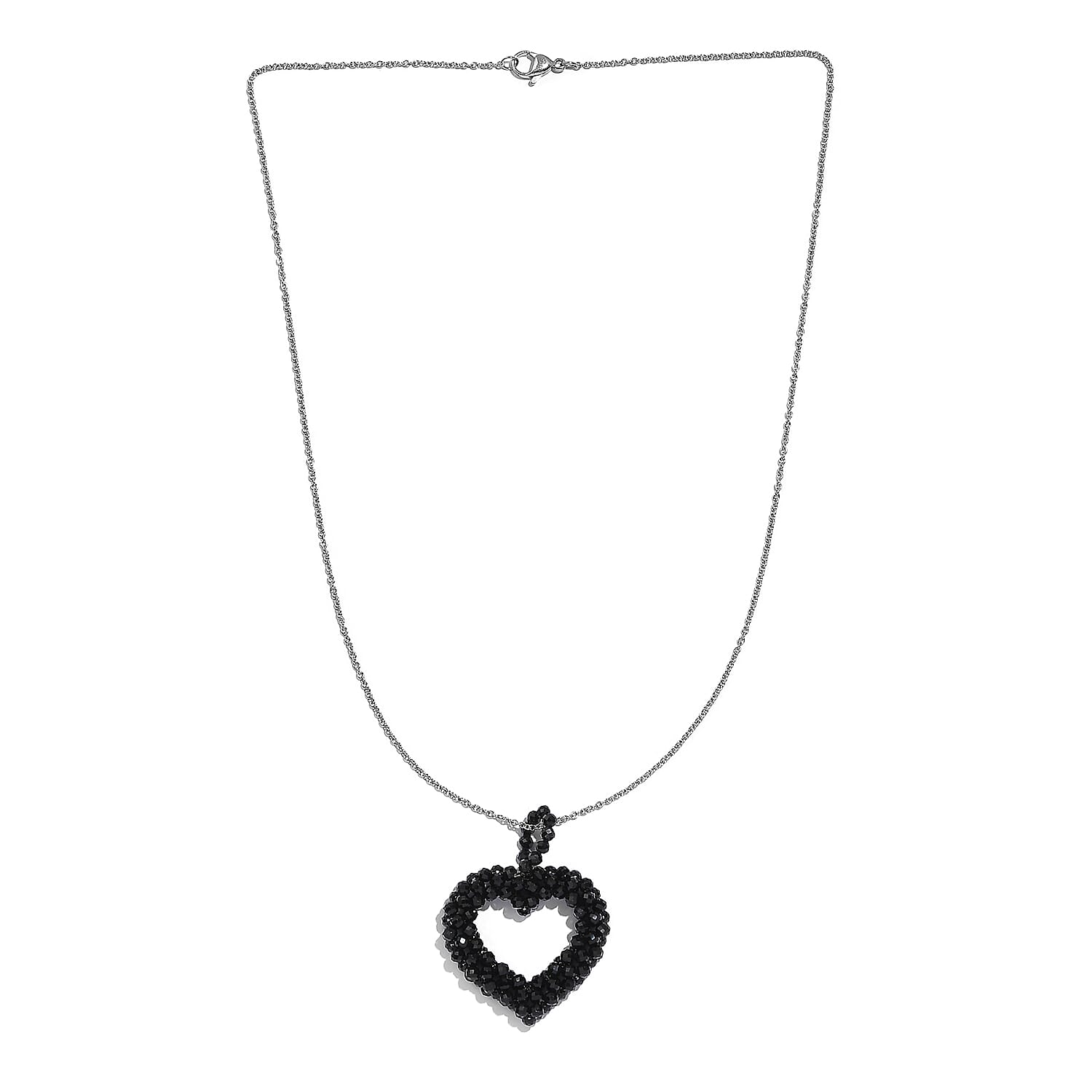 Black Spinel Heart Necklace With Chain (Size 20) 45.0 Ct 7955962 4