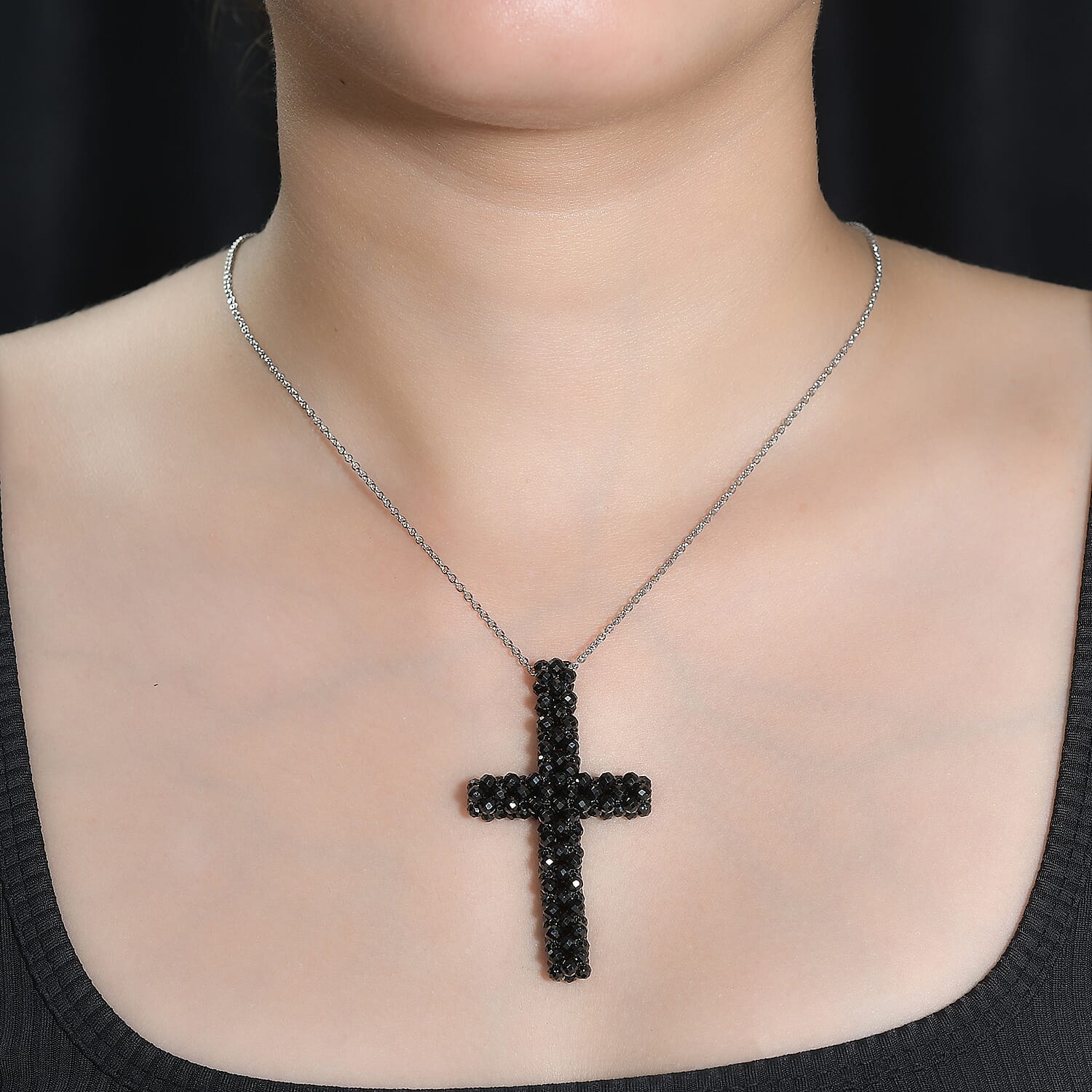 Black Spinel Stone Necklace With Chain (Size20) 40.00 Ct 7955963 1