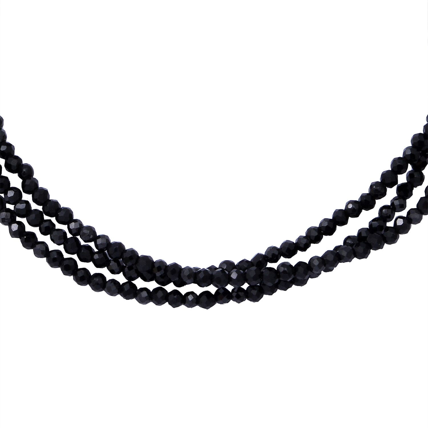 Black Spinel Triple Strand Bracelet (Size - 7.5) in Sterling Silver 35.00 ct. 7977070 3