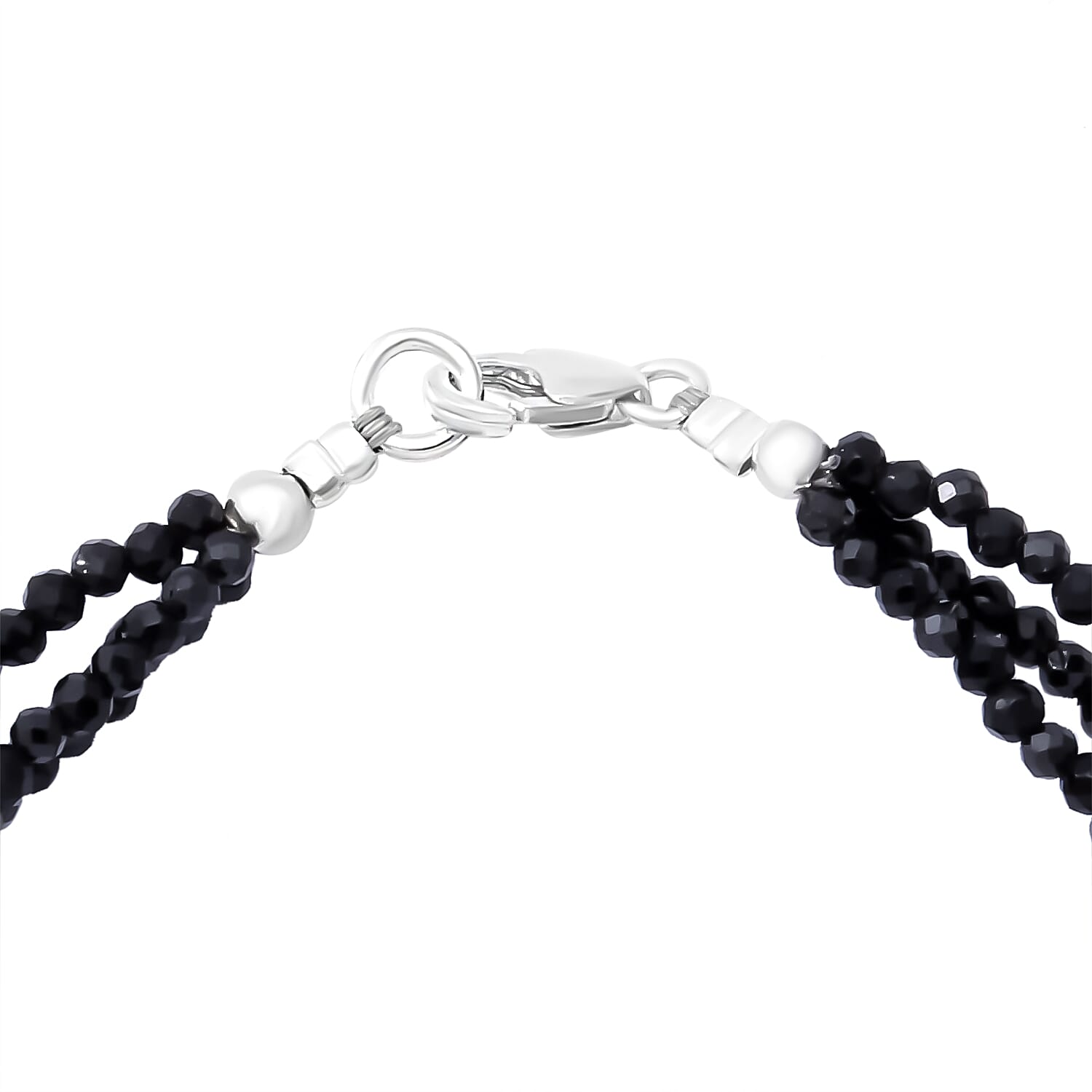 Black Spinel Triple Strand Bracelet (Size - 7.5) in Sterling Silver 35.00 ct. 7977070 5