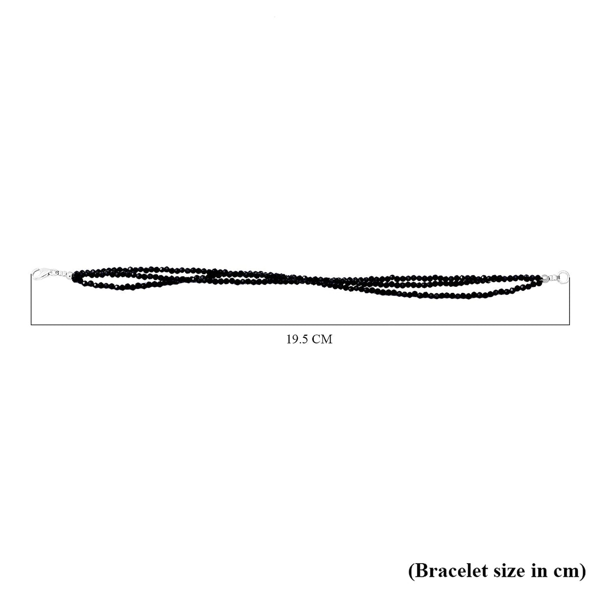 Black Spinel Triple Strand Bracelet (Size - 7.5) in Sterling Silver 35.00 ct. 7977070 7