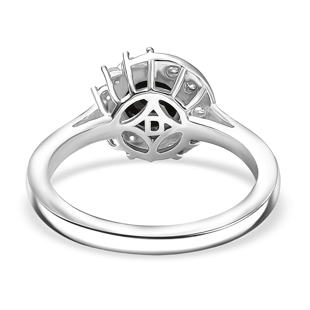 D'Joy Natural Thai Black Spinel &amp; White Zircon Ring in Platinum Overlay Sterling Silver 1.30 Ct. 8271481 5