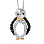 Black Spinel,  White Zircon Pendant with Chain (Size 20) in rhodium Sterling Silver 0.80 ct  Silver Wt. 5.8 Gms  0.880  Ct.