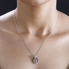 Black Spinel,  White Zircon Pendant with Chain (Size 20) in rhodium Sterling Silver 0.80 ct  Silver Wt. 5.8 Gms  0.880  Ct.