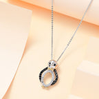 Black Spinel,  White Zircon Pendant with Chain (Size 20) in rhodium Sterling Silver 0.80 ct  Silver Wt. 5.8 Gms  0.880  Ct.