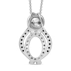 Black Spinel,  White Zircon Pendant with Chain (Size 20) in rhodium Sterling Silver 0.80 ct  Silver Wt. 5.8 Gms  0.880  Ct.