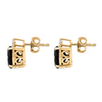Natural Thai Black Spinel & White Zircon Solitaire Stud Push Post Earring in 18K Yellow Gold Plated Sterling Silver 4.65 Ct.