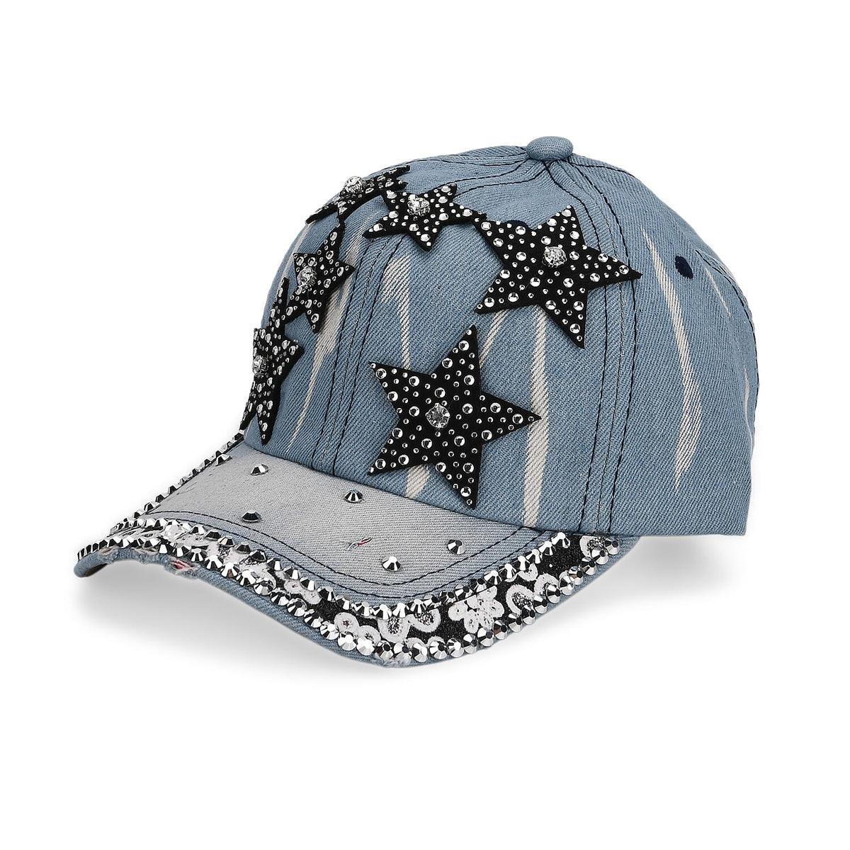 Black Star Pattern Denim Baseball Cap (57 cm) - Light Denim 8223220 0
