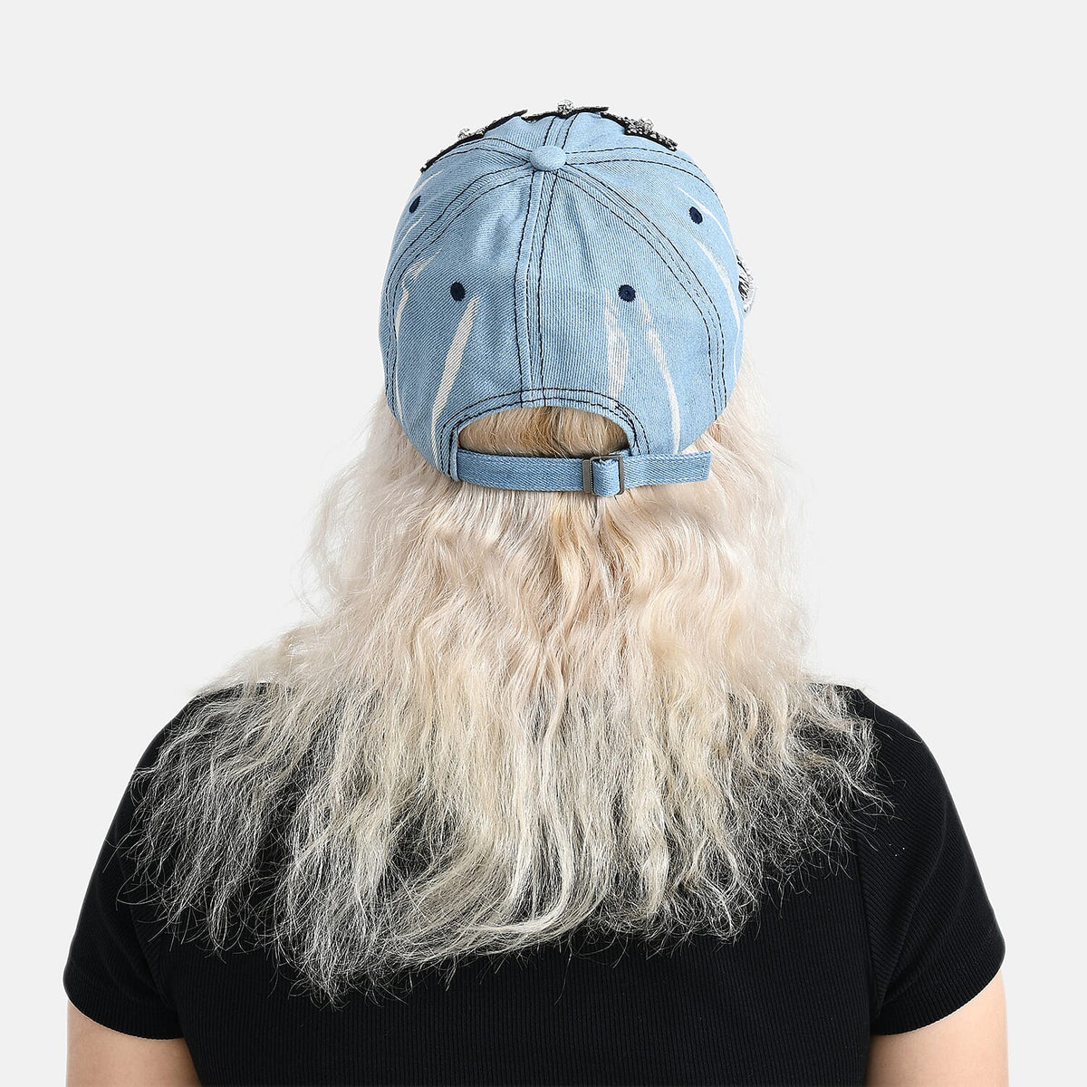 Black Star Pattern Denim Baseball Cap (57 cm) - Light Denim 8223220 6