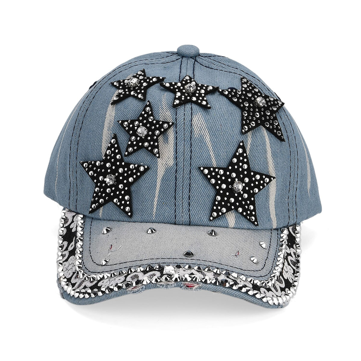 Black Star Pattern Denim Baseball Cap (57 cm) - Light Denim 8223220 7