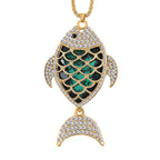Black & White Fish Crystal Necklace (Size - 24)