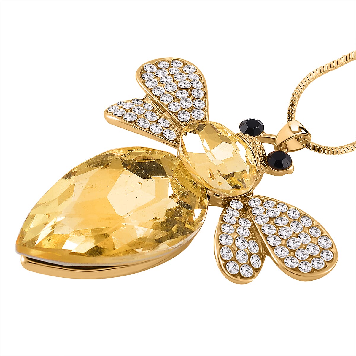 Yellow &amp; White Crystal Bee Necklace (Size - 24) 7932393 3