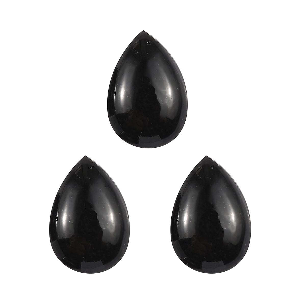 Set of 3 Black Tourmaline Loose Gemstones in Pear Shape (10x7mm) 7773006 0