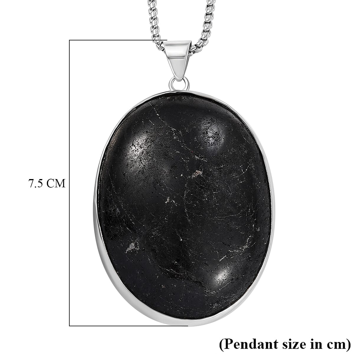 Black Tourmaline Solitaire Pendant with Chain (Size 20) in Stainless Steel  200 Ct. 4316162 11