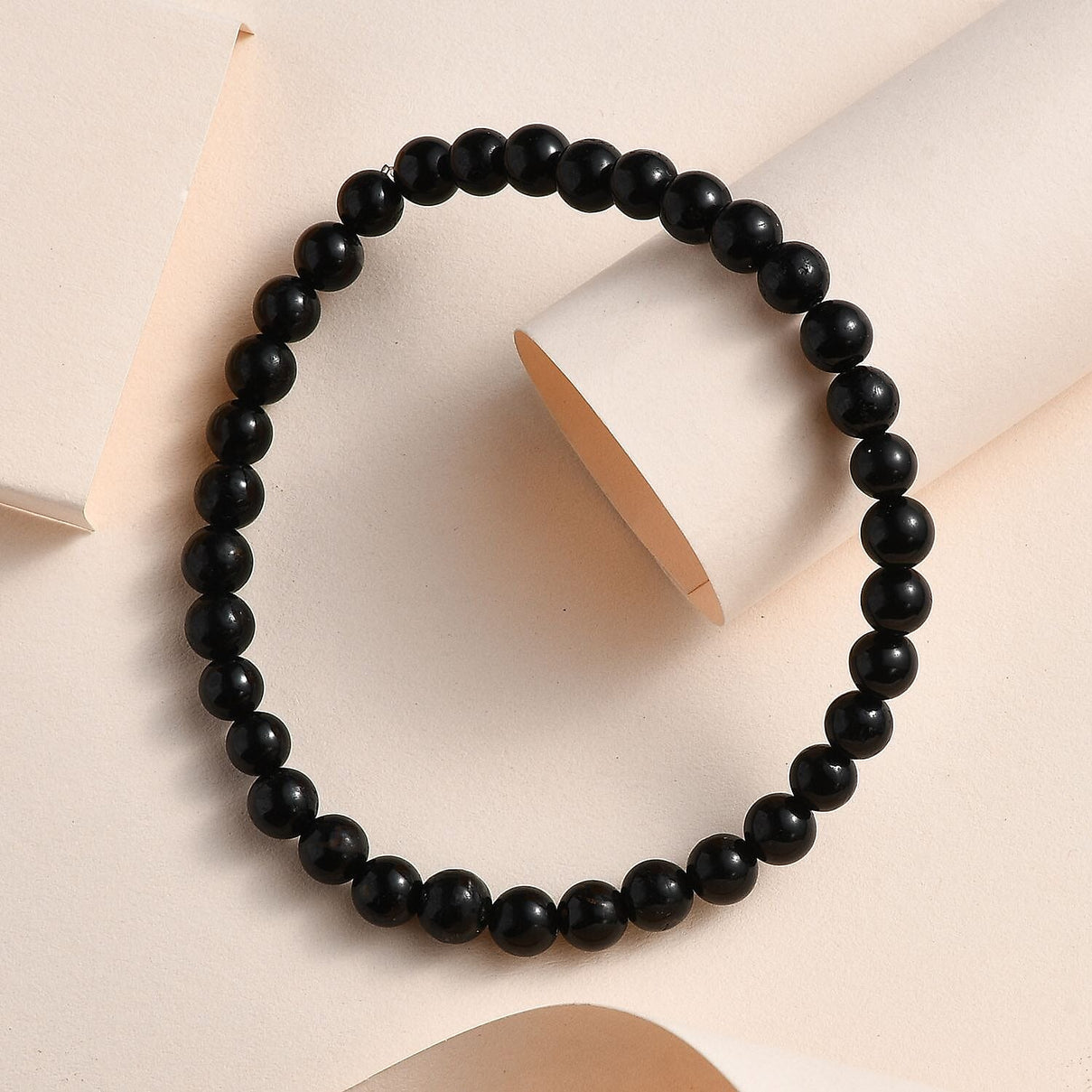 Black Tourmaline Beads Bracelet (Size - 7.5) 65.00 Ct. 7649724 1