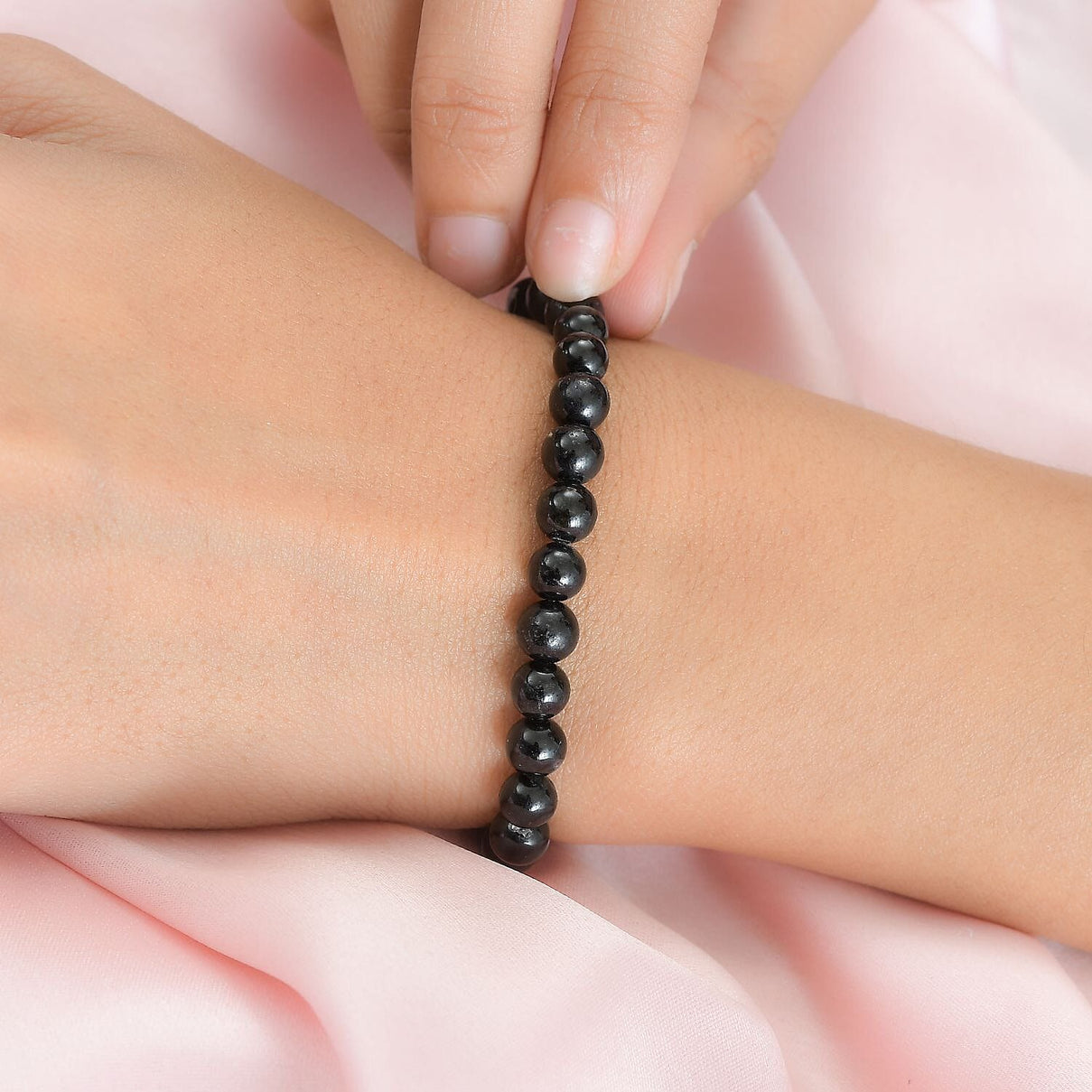 Black Tourmaline Beads Bracelet (Size - 7.5) 65.00 Ct. 7649724 2