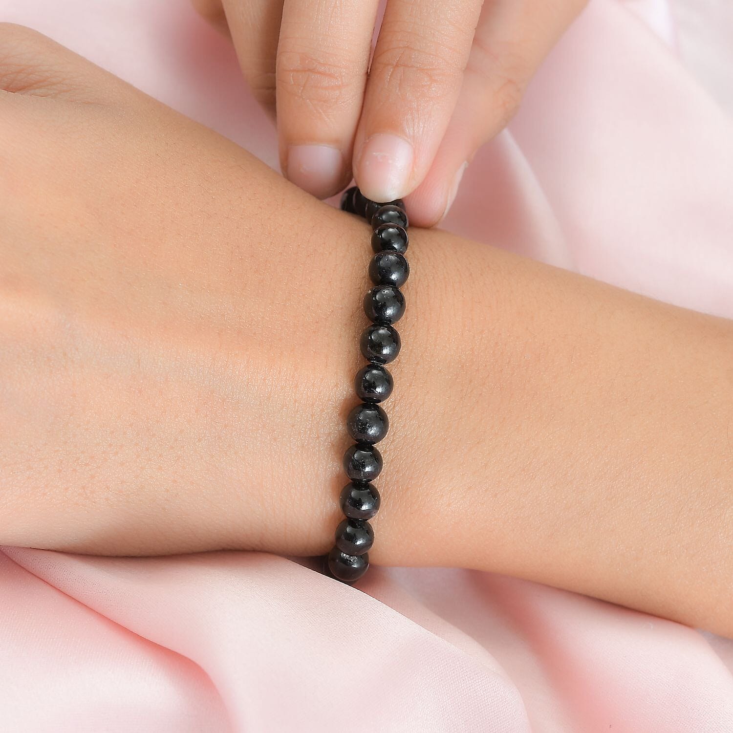 Black Tourmaline Beads Bracelet (Size - 7.5) 65.00 Ct. 7649724 2
