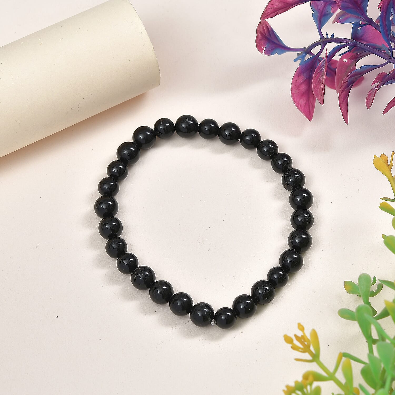 Black Tourmaline Stone Stretchable Bracelet (Size - 7.5) 85.0 Ct 7955968 1