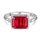 Blazing Red Quartz & Natural Ring in Rhodium Overlay Sterling Silver 2.72 Ct