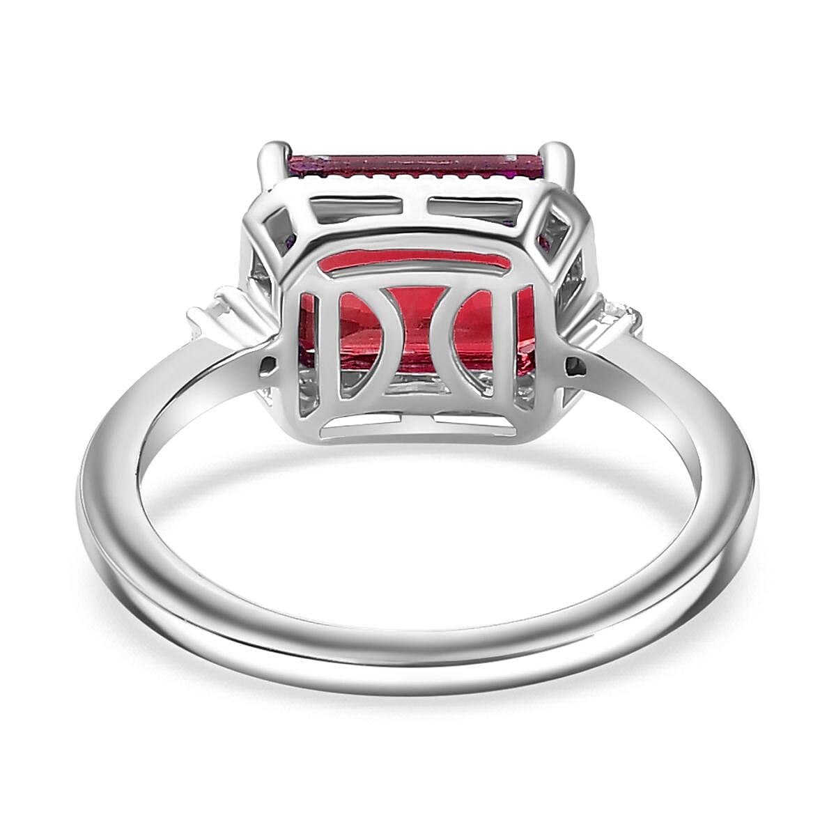Blazing Red Quartz &amp; Natural Ring in Rhodium Overlay Sterling Silver 2.72 Ct 7807321 5
