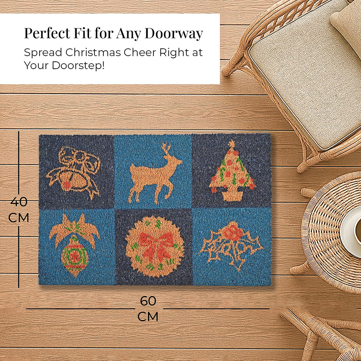 Bleached Christmas Prints Coir Doormat (60 x 40 cm) 8194762 5