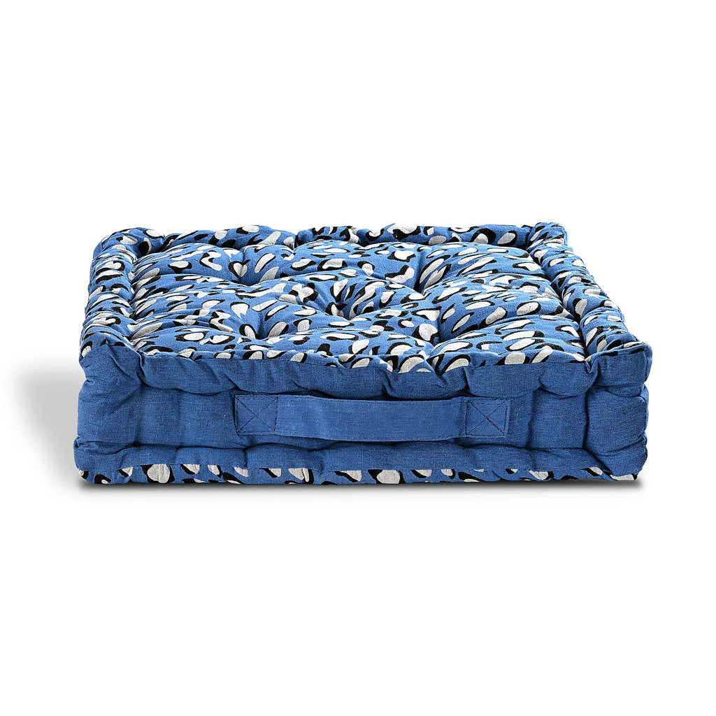 Bliss & Beyond Cotton Printed Cushion Cover (Size 40x8 cm) - Blue