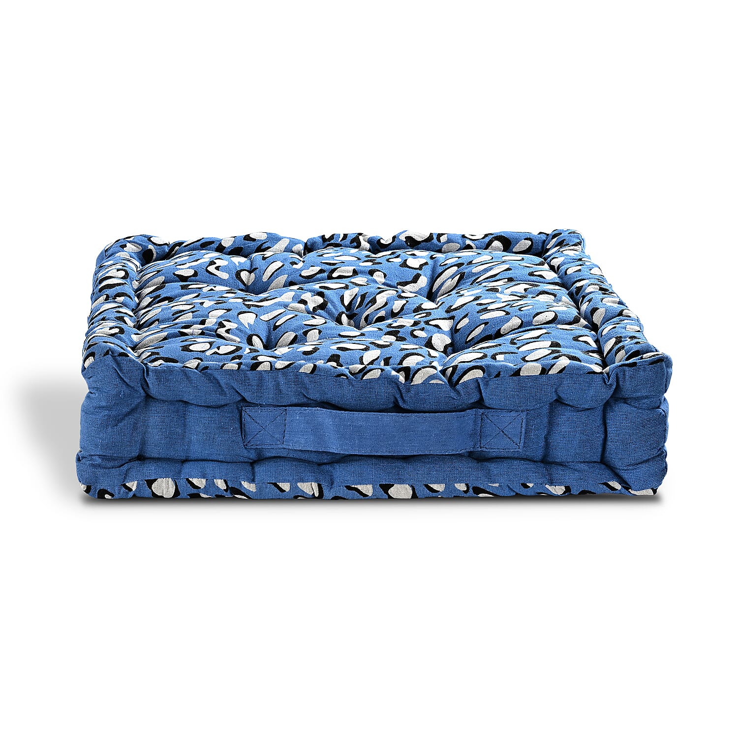 Bliss &amp; Beyond Set of 2 Cotton Printed Floor Cushion (40x40x8 cm) - Blue V32513231 6