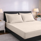 Hush Haven 6-Piece Bedding Set- Includes 2 Fitted Sheets - 4 Pillowcases (King) - Beige