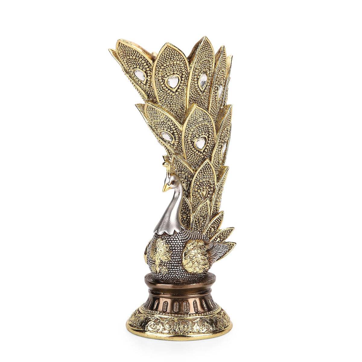 Bliss &amp; Beyond Stunning Peacock Vase (17.5x 11.5 x 29 cm) - Silver &amp; Gold V32575395 0
