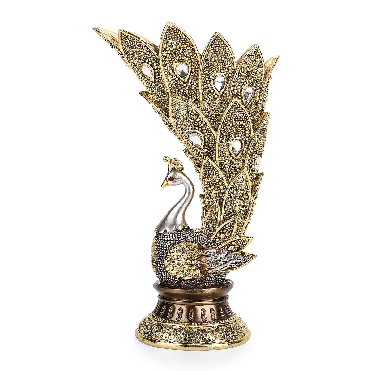 Bliss &amp; Beyond Stunning Peacock Vase (17.5x 11.5 x 29 cm) - Silver &amp; Gold V32575395 3