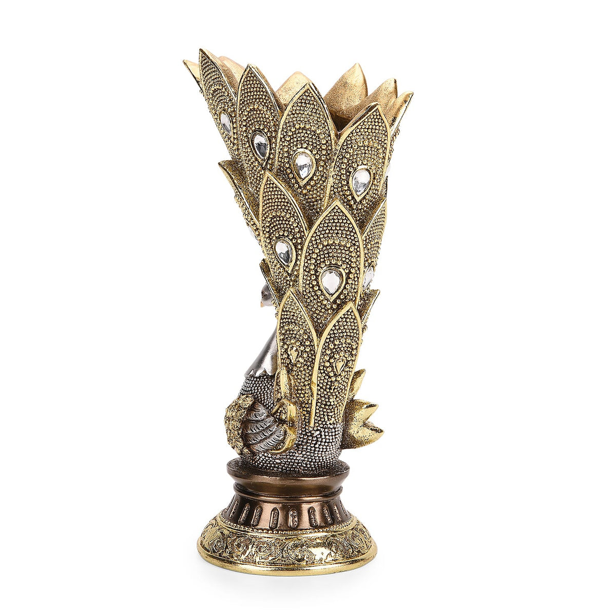 Bliss &amp; Beyond Stunning Peacock Vase (17.5x 11.5 x 29 cm) - Silver &amp; Gold V32575395 4
