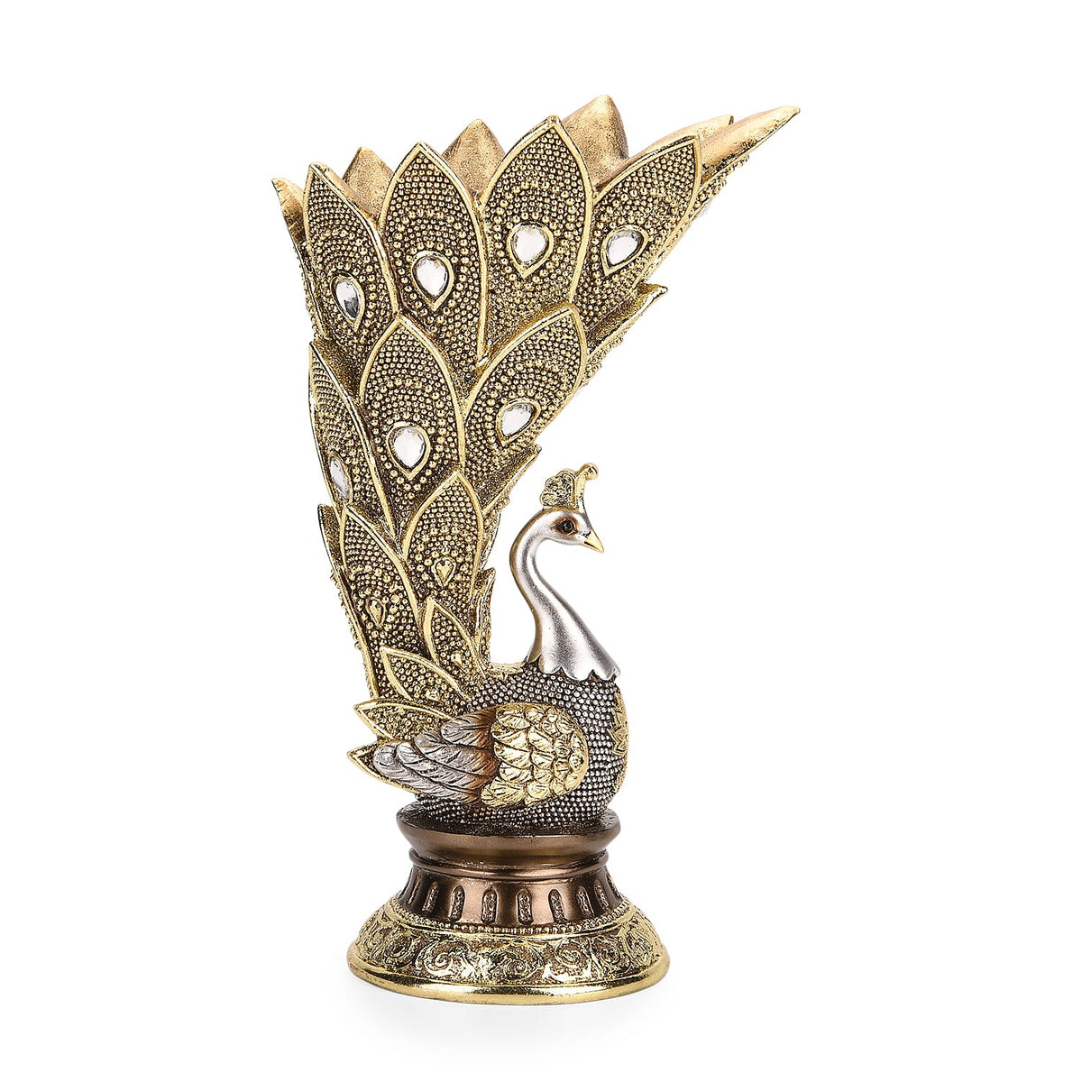Bliss &amp; Beyond Stunning Peacock Vase (17.5x 11.5 x 29 cm) - Silver &amp; Gold V32575395 6