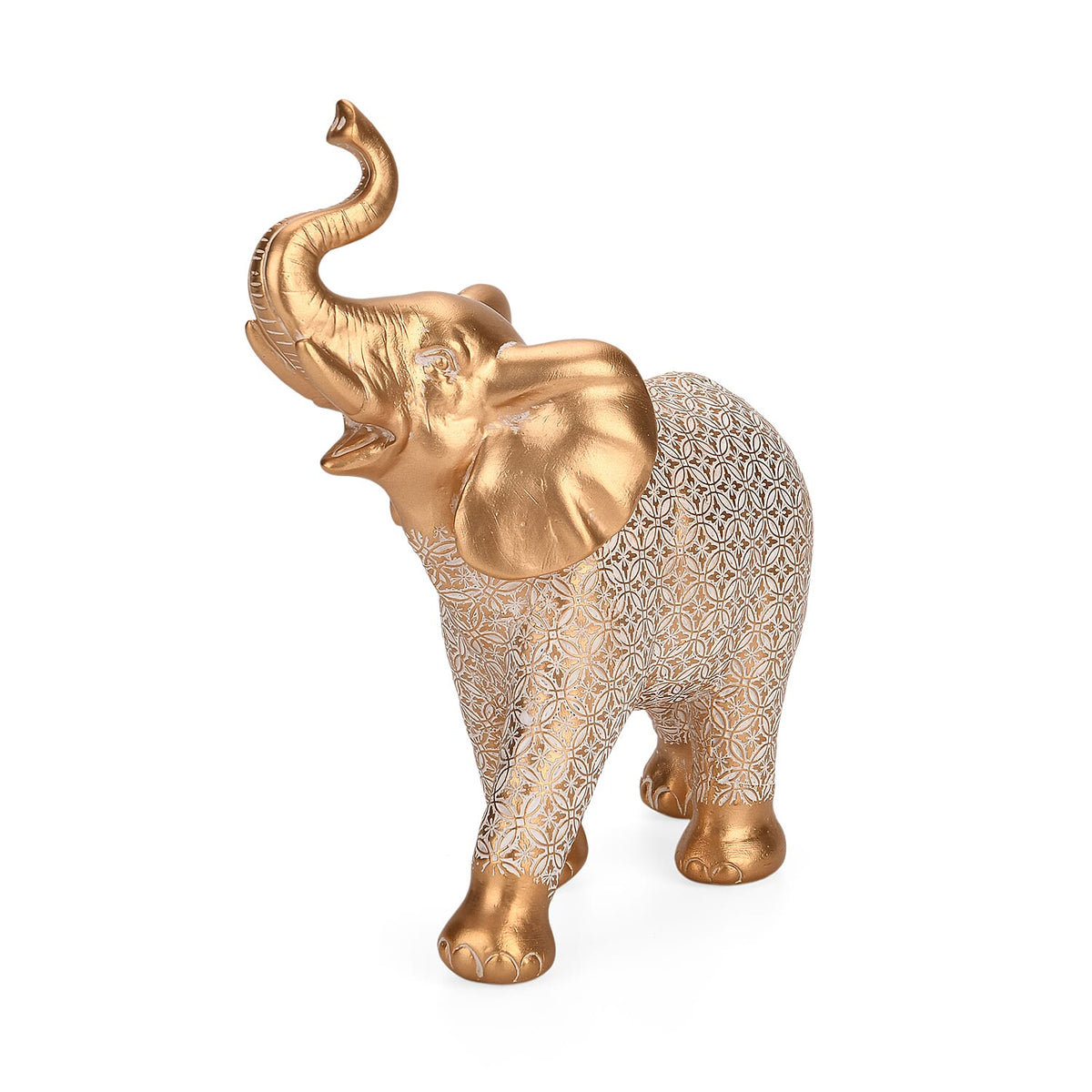 Bliss &amp; Beyond White-Coated Antique Elephant with Gold Foil V32575648 2