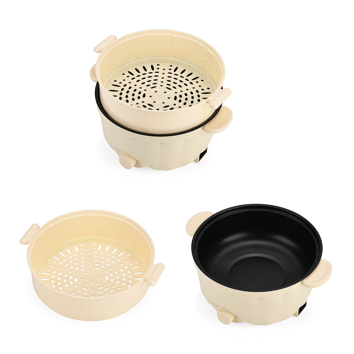 Bliss &amp; Beyond Electric Hot Pot, Frying, Stewing, And Stir-Fry Functions, Adjustable Temperature (2.5 Liters) - Beige 8225537 7