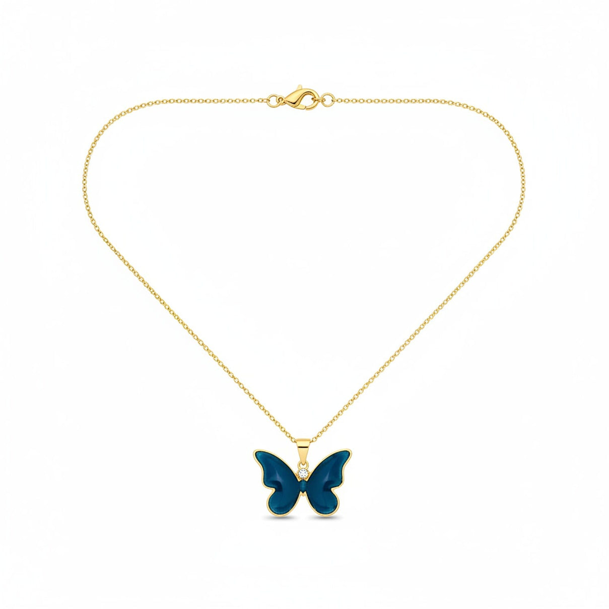 Blue Agate Butterfly Pendant in Yellow Gold Plated 10.00 Ct. 8281363 0