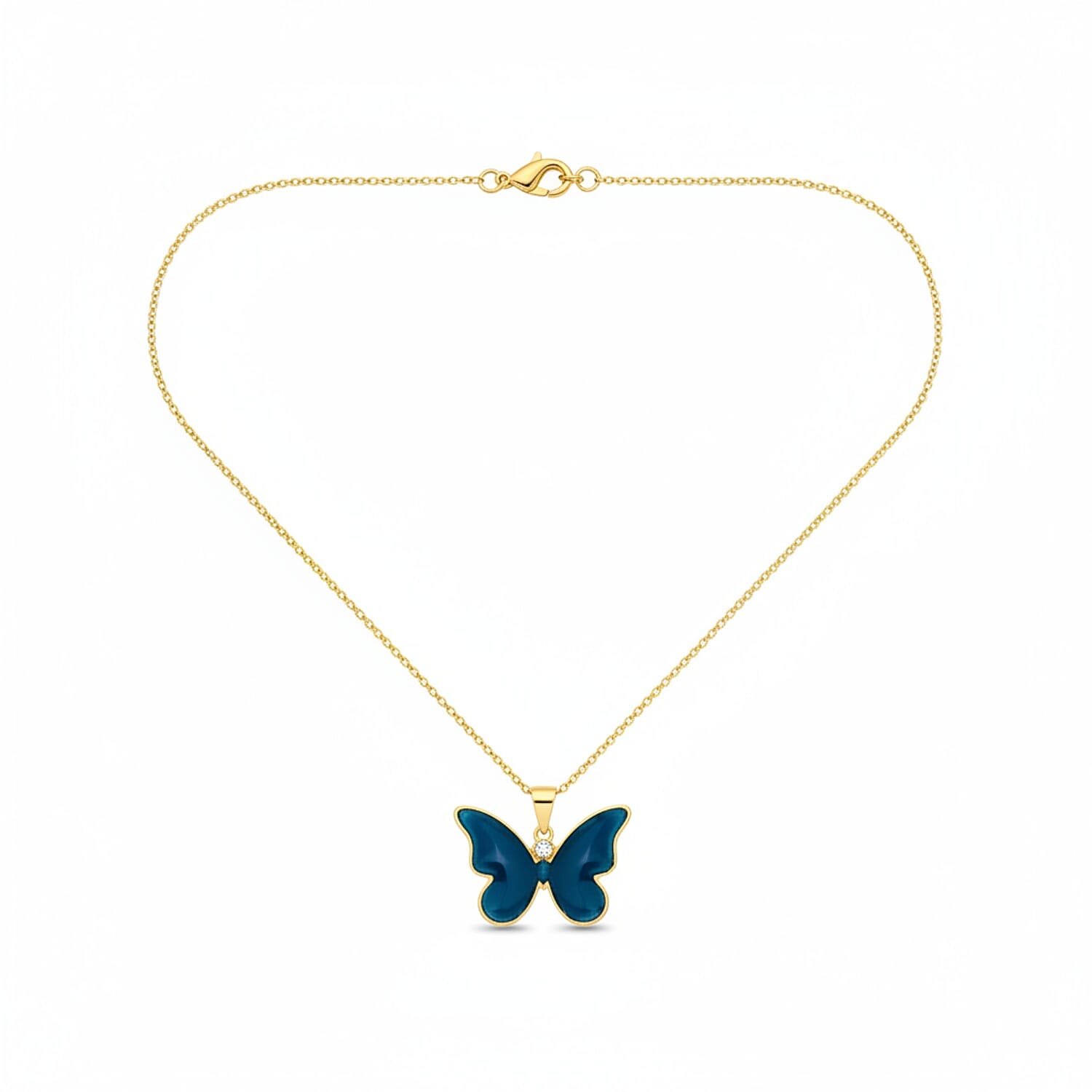 Blue Agate Butterfly Pendant in Yellow Gold Plated 10.00 Ct. 8281363 0