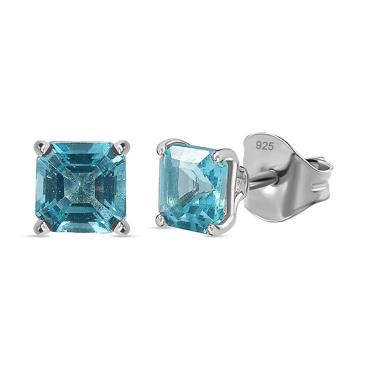 Blue Apatite  Push Post Stud Earrings in Platinum Overlay Sterling Silver 1.344  Ct. 7711483 0