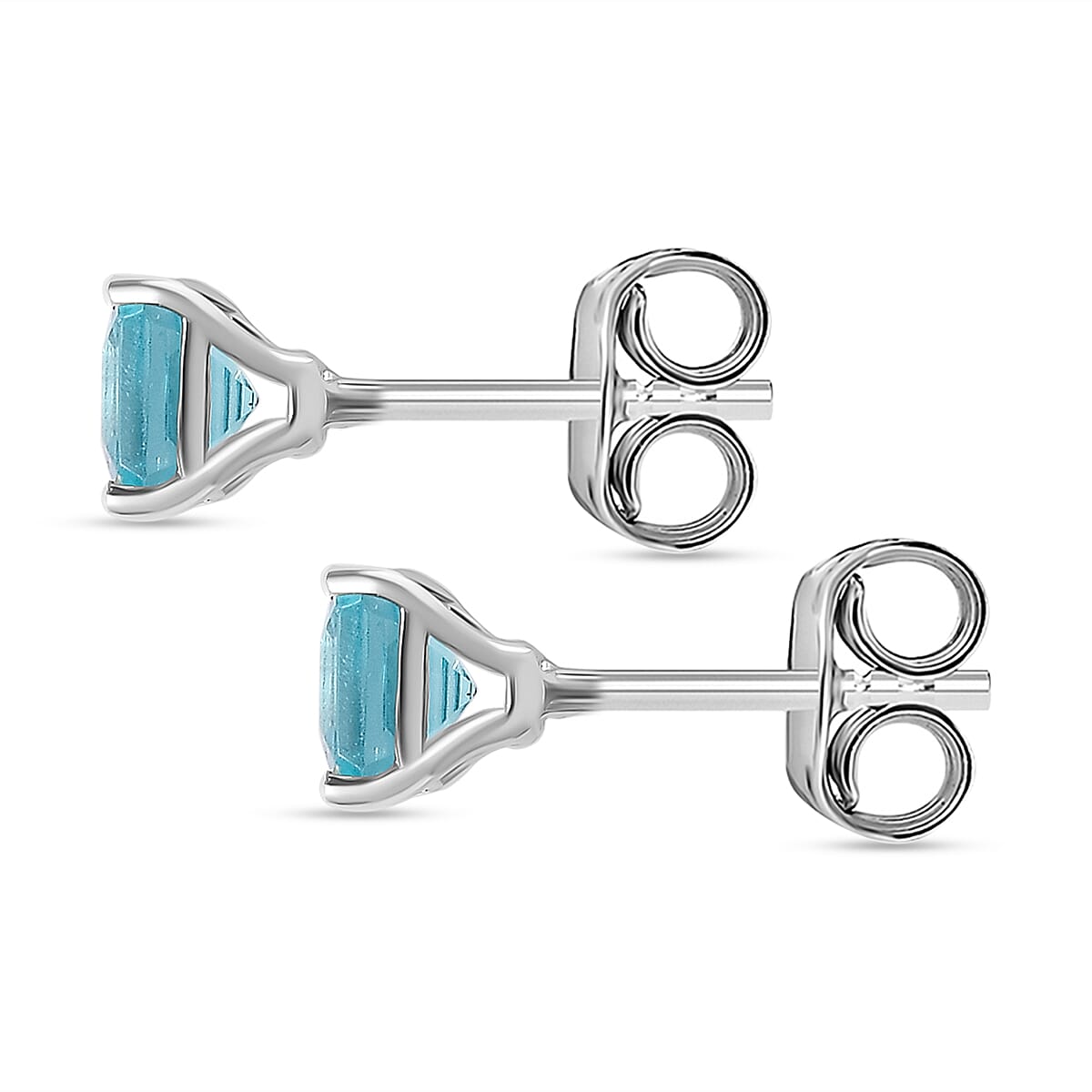 Blue Apatite  Push Post Stud Earrings in Platinum Overlay Sterling Silver 1.344  Ct. 7711483 4