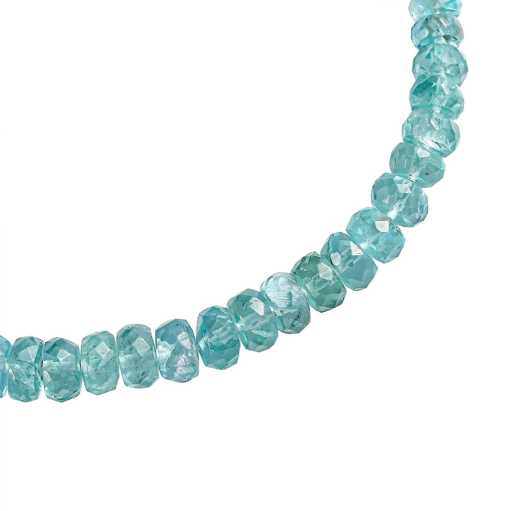 Blue Apatite Adjustable Beads Bracelet (Size - 9.5) in Rhodium Overlay Sterling Silver 28.00 Ct.