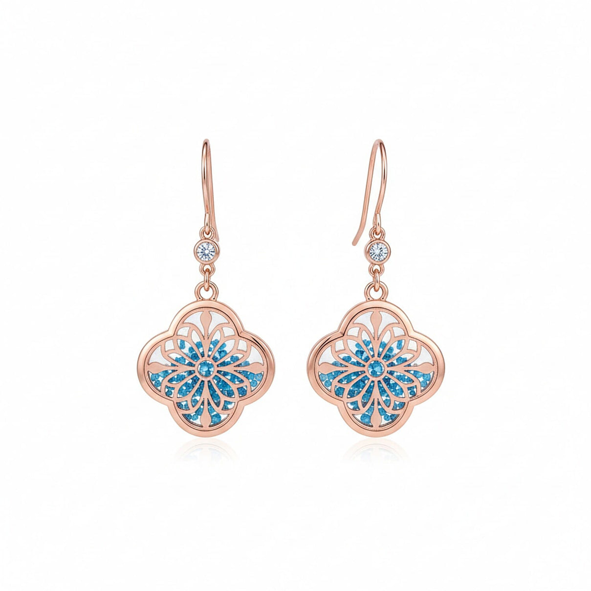 Blue Apatite Earring with Hook in Rose Gold Plating Sterling Silver 6.80 Ct. 8180010 0