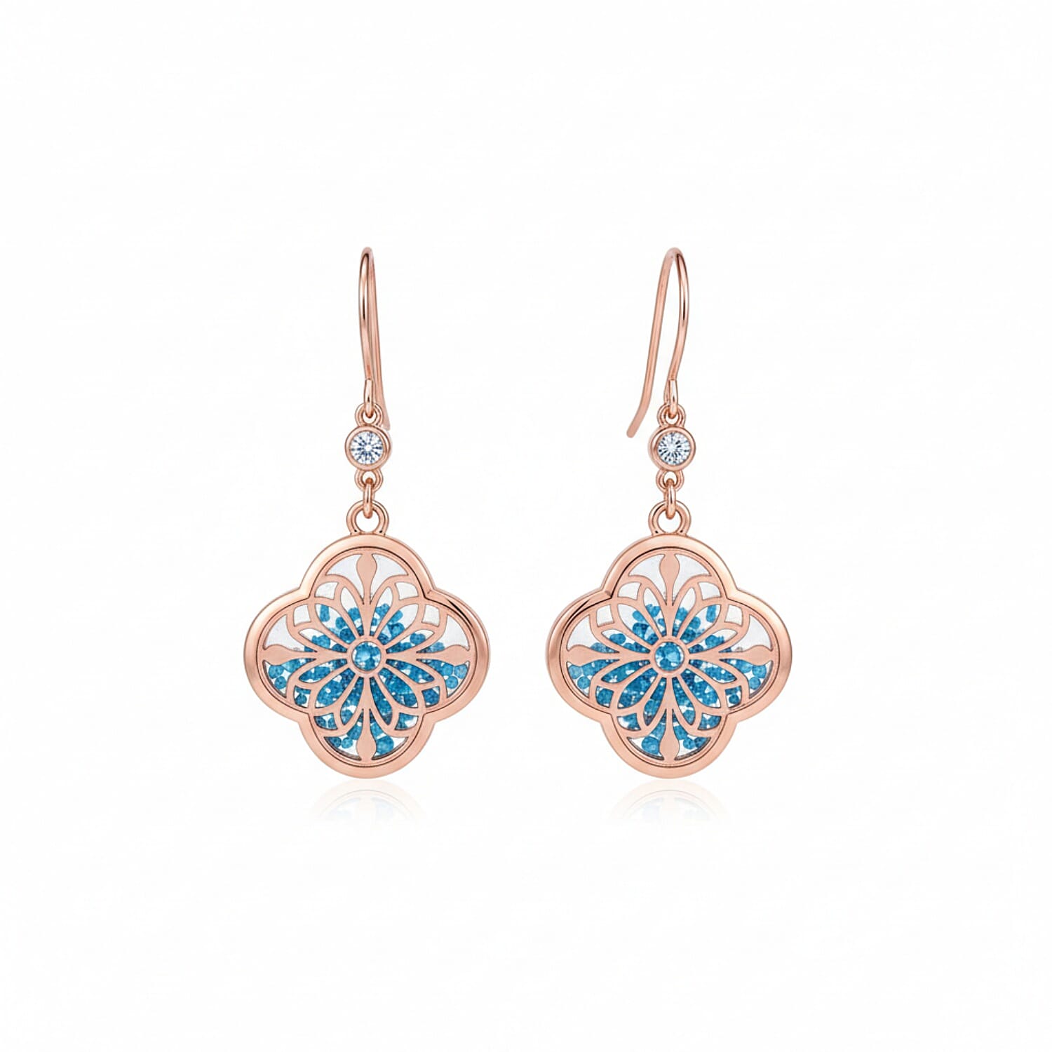Blue Apatite Earring with Hook in Rose Gold Plating Sterling Silver 6.80 Ct. 8180010 0