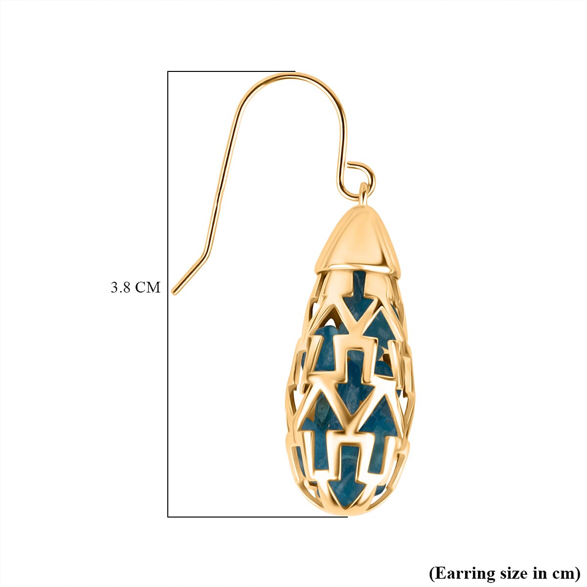 Blue Apatite Earring with Hook in Yellow Gold Plating Sterling Silver 11.00 Ct, Silver Wt. 6.00 Gms. 8180027 3