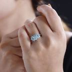 Blue Lagoon Apatite Boat Ring in Rhodium Overlay Sterling Silver 1.67 Ct