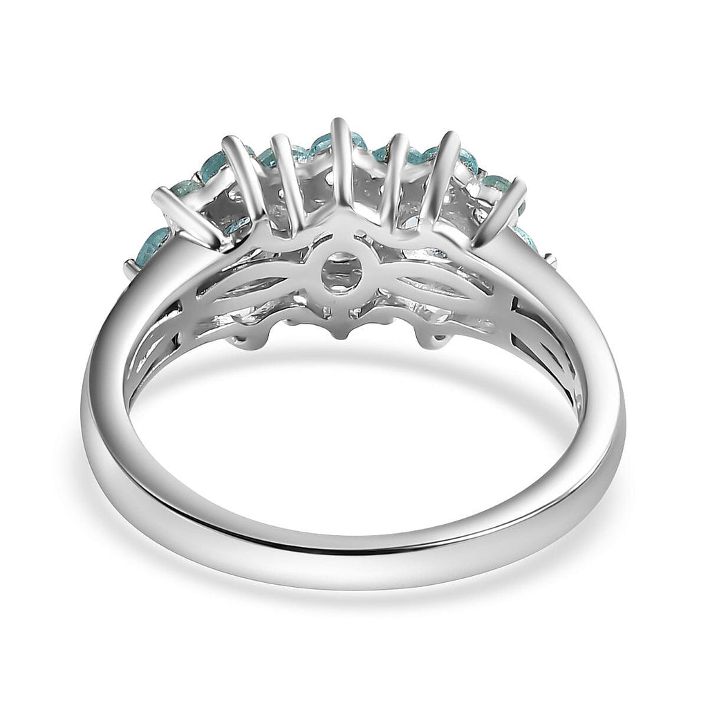 Blue Lagoon Apatite Boat Ring in Rhodium Overlay Sterling Silver 1.67 Ct