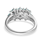 Blue Lagoon Apatite Boat Ring in Rhodium Overlay Sterling Silver 1.67 Ct